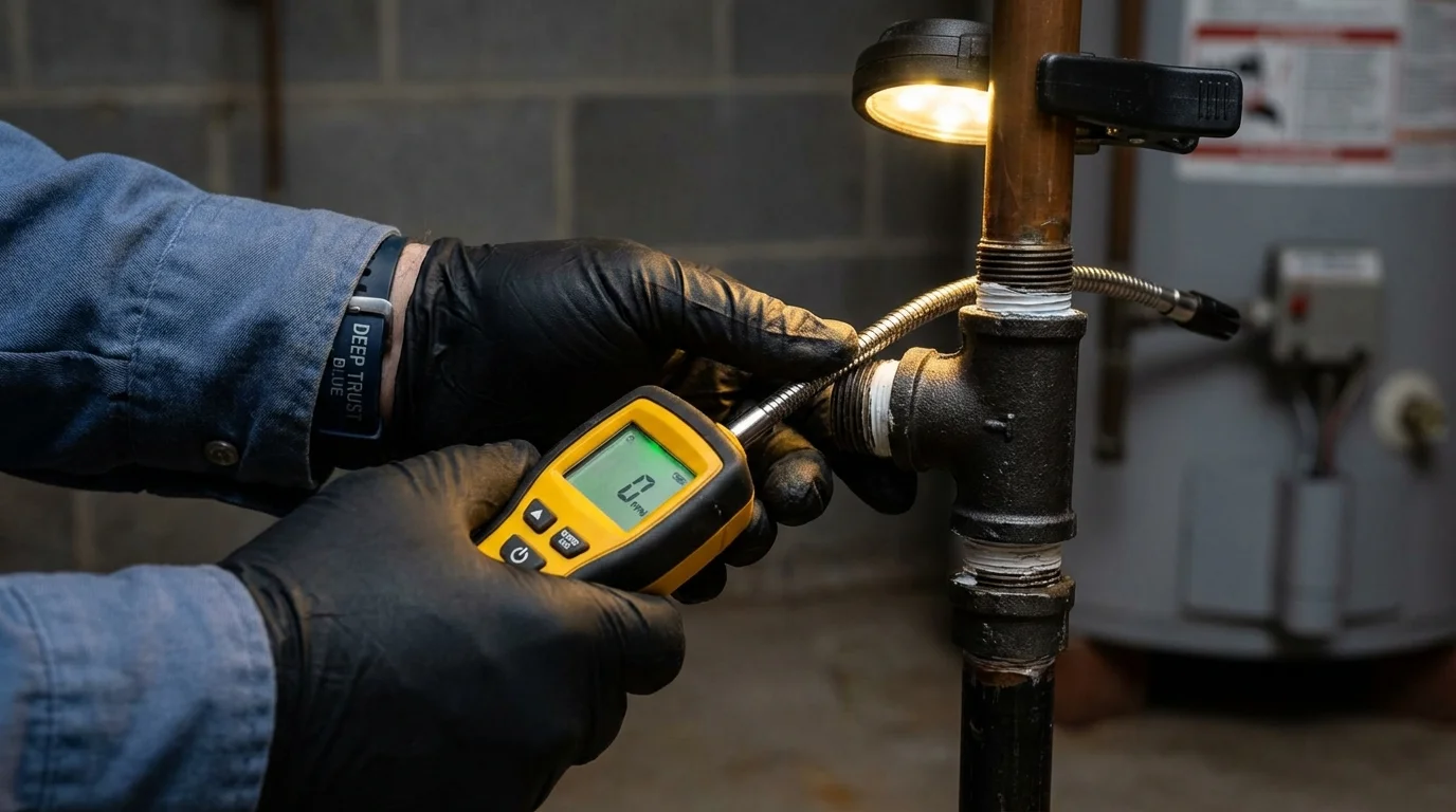 Gas leak detection with electronic sniffer by Johns Plumbing LLC in Purchase