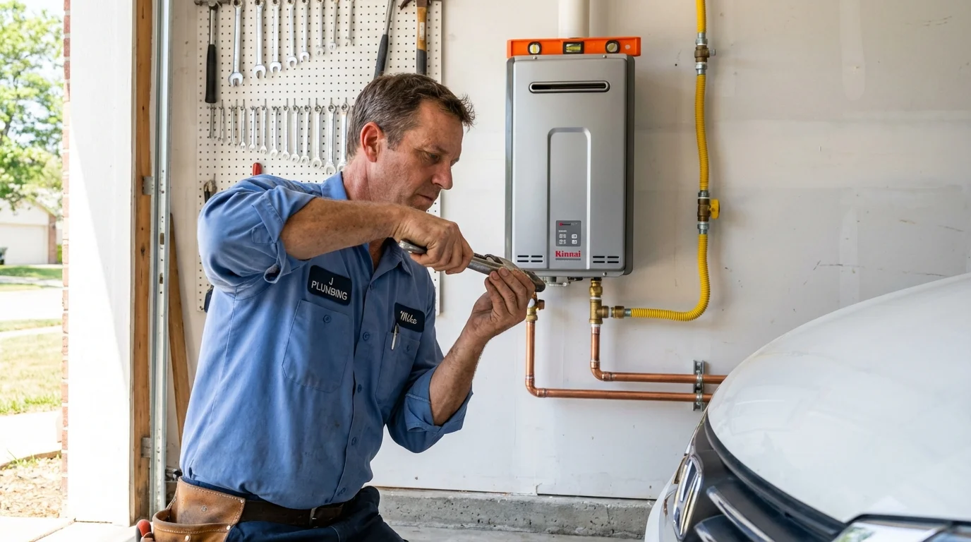 Tankless water heater installation by a Johns Plumbing LLC plumber in Purchase